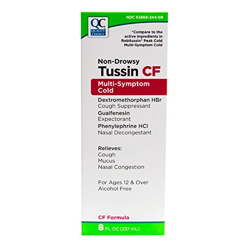 Quality Choice Non-Drowsy Tussin CF Multi-Symptom Cold Liquid 8oz Each (6)