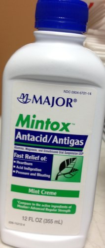 Mintox Antacid/Antigas Mint Creme Liquid 12oz Bottle (Compare to Maalox Advanced Regular Strength Liquid) - Buy Packs and SAVE