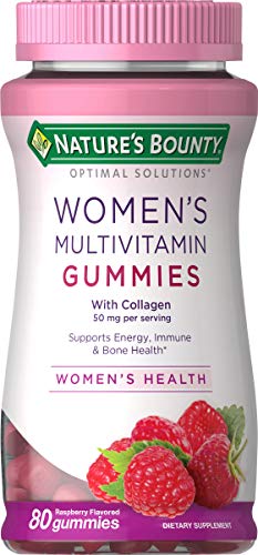 Nature's Bounty Optimal Solutions Women's Multivitamin Gummies w/Collagen, 80 Raspberry Flavored Gummies