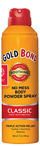 Gold Bond No Mess Spray Powder, Classic Scent with Menthol, 7 Ounce, Moisture Absorbing, Itch Relieving, and Cooling Action of Gold Bond Powder in a Mess-Free Spray