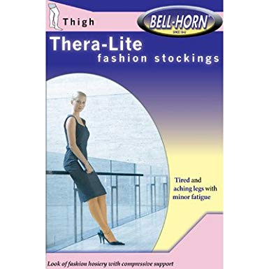 TheraLite 20-30mmHg Lace Top Thigh-high Close Toe Stocking in Beige Size: Extra Large