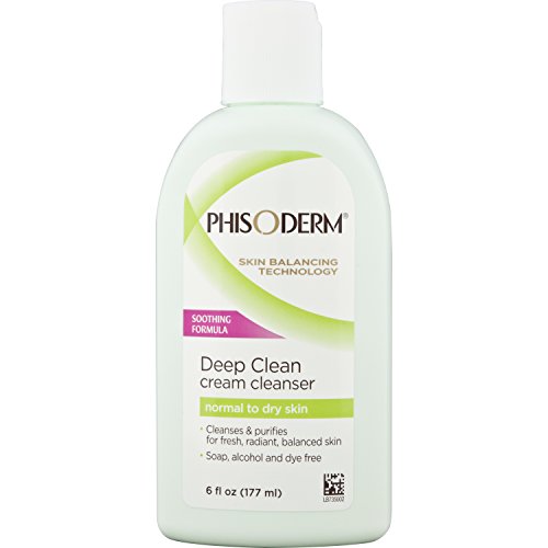 pHisoderm Deep Cleaning Cream Cleanser for Normal to Dry Skin 6 FL OZ (177 ml) - alcohol free soap free dermatologist tested facial wash (packaging may vary)