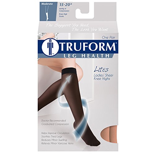 Truform Women's 15-20 mmHg Sheer Knee High Compression Stockings, Nude, Small