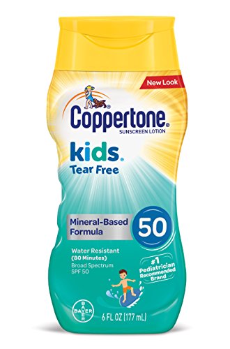 Coppertone Kids Sunscreen Tear Free Mineral Based Water Resistant Lotion Broad Spectrum SPF 50, 6 Fluid Ounces