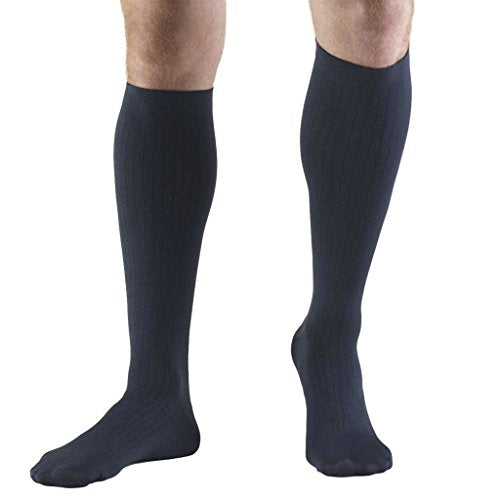 Truform Men's Knee High 8-15 mmHg Compression Dress Socks, Navy, Large