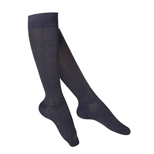 TOUCH Compression Socks for Women, 15-20 mmHg, Checkered, Cotton, 1 pair, Navy, Medium