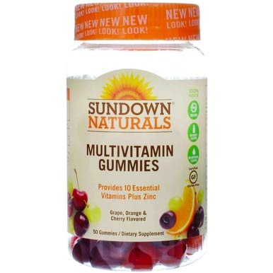 Sundown Naturals Adult Multivitamin with Vitamin D3 Gummies Orange, Cherry and Grape Flavored - 50 ct