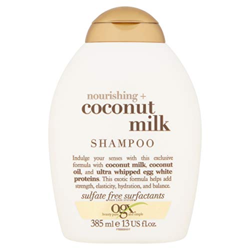 OGX Shampoo Nourishing Coconut Milk, (1) 13 Ounce Bottle, Paraben Free, Sulfate Free, Sustainable Ingredients, Strengthens, Hydrates, Balances and Restores Elasticity