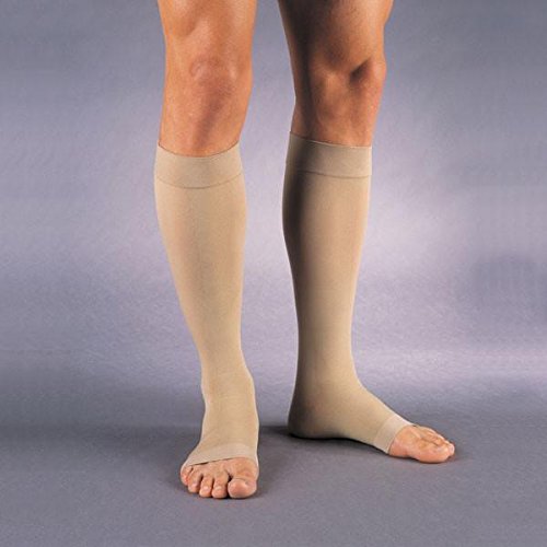 Jobst Relief, Medical Legwear, Open Toe, Firm Compressions Knee High Socks, Medium, Beige, 1 Pair