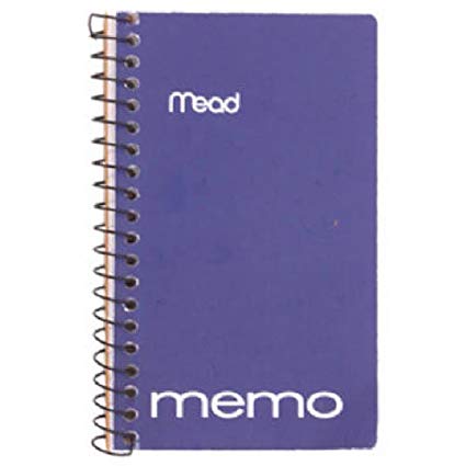 Mead Memo Book, College Ruled, 5 x 3 Inches, Wirebound, 60 Sheets, Assorted (45534)