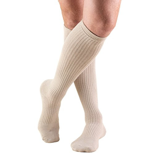 Truform 15-20 mmHg Knee High Cushion Foot Compression Socks, Tan, Medium