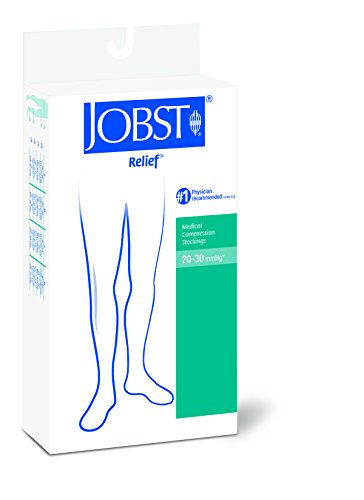 JOBST Relief 20-30 mmHg Compression Socks, Thigh High with Silicone Band, Beige, Medium