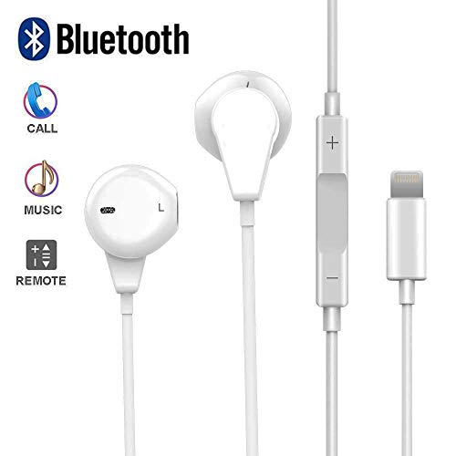 Bluetooth Earbuds with Microphone and Remote Control, Noise Canceling Earphones Mic Compatible with iP 7 8 X XR XS XS Max Headphones (Wired Bluetooth Connectivity)