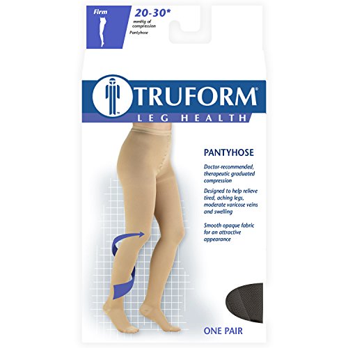 Truform 1756, Compression Pantyhose, 20-30 mmHg, Black, Tall