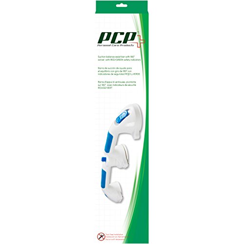 PCP Multi-Positional 180 Degree Suction Grip Bathtub and Shower Handle with Color Lock Indicators, White