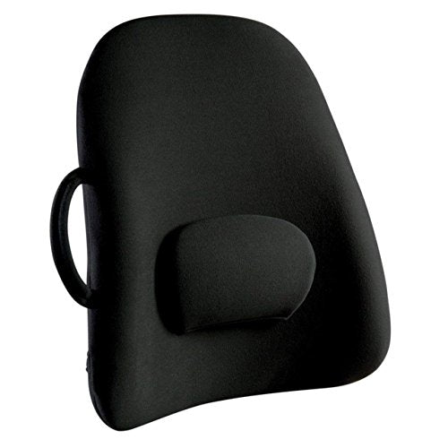 ObusForme Black Lowback Backrest Support, Removable Adjustable Lumbar Support, Contoured Cushioning Provides Supportive Comfort, Handle For Portability, Hypoallergenic Cover Can Be Removed To Wash