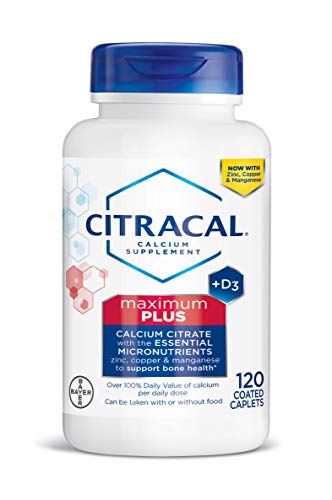 Citracal Maximum, Highly Soluble, Easily Digested, 630 mg Calcium Citrate With 500 IU Vitamin D3, Bone Health Supplement for Adults, Caplets, 120 Count