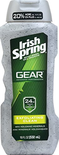 Irish Spring Gear Body Wash, Exfoliating, 18 Ounce