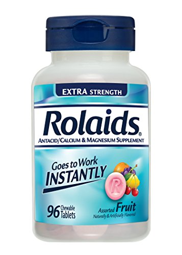 Rolaids Extra Strength Tablets Fruit 96 Count Fast Acting Heartburn Relief in Chewable Tablets, Antacid Extra Strength Fruit Flavored Tablets