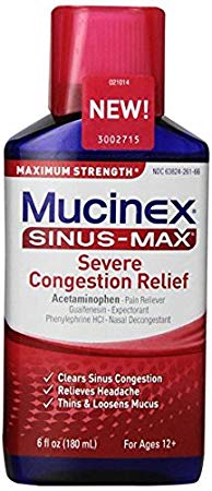 Mucinex Sinus-Max Severe Congestion Relief Liquid, 6 fl oz - Buy Packs and SAVE