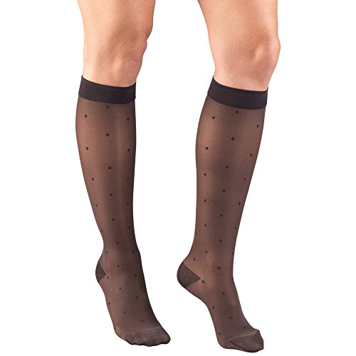 Truform 1782, Women's Dot Pattern (15-20 mmHg) Graduated Compression Stockings, X-Large, Charcoal