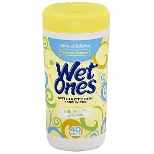 Wet Ones Citrus Antibacterial Hand and Face Wipes Canister, 40 Count - Buy Packs and SAVE