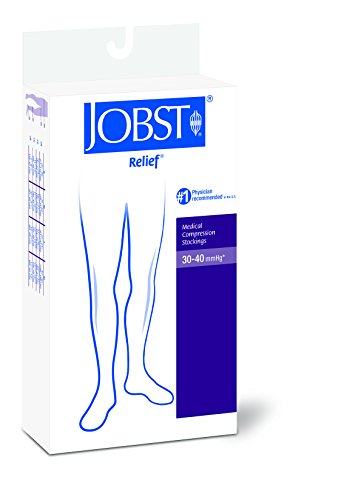 JOBST Relief Compression Stockings, 30-40 mmHg, Thigh High, Closed Toe, Beige, Medium