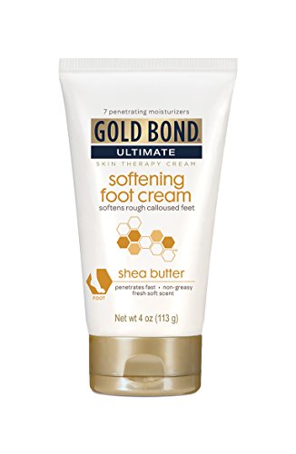 Gold Bond Ultimate Softening Foot Cream with Shea Butter, 4 Ounce, Leaves Rough, Dry, Calloused Feet, Heels, and Soles Feeling Smoother and Softer, Includes Vitamins A, C, E, and Silk Amino Acids