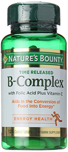 Nature's Bounty Vitamin B-Complex with Folic Acid and Vitamin C Supplement, Aids Metabolism and Antioxidant Support, 125 Tablets