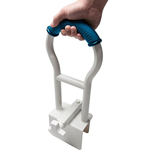 Pcp Bathtub Safety Rail with Sure-Grip, White/Blue, 19 inch