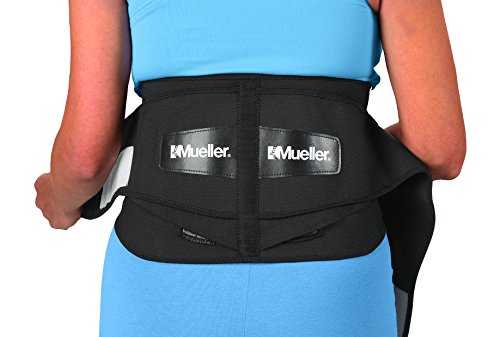 Mueller Lumbar Support Back Brace with Removable Pad, Black, Regular (28