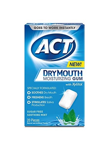 ACT Dry Mouth Moisturizing Gum with Xylitol, Sugar-Free Soothing Mint, 20 Pieces Sugar-Free Dry Mouth Gum