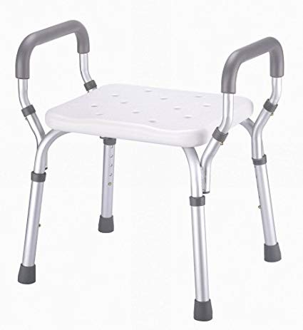 Essential Medical Molded Shower Bench with Arms (No-Back)