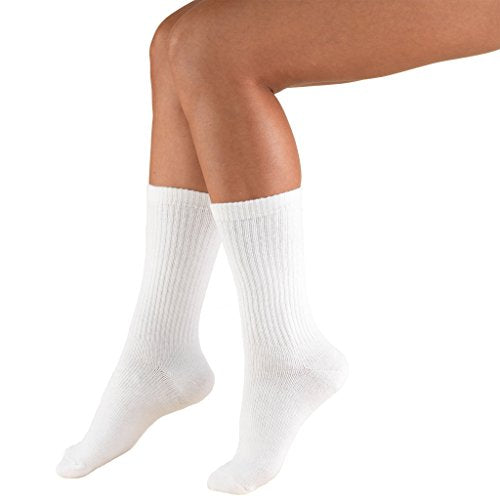 Truform Cushioned 8-15 mmHg Crew Length Compression Socks for Men and Women, White, X-Large