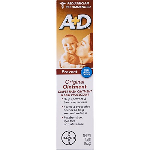 A+D Original Diaper Rash Ointment, Baby Skin Protectant With Lanolin and Petrolatum, Seals Out Wetness, Helps Prevent Diaper Rash, 1.5 Ounce Tube