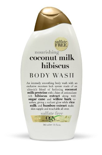 OGX Creamy Body Wash, Nourishing Coconut Milk Hibiscus, 13oz