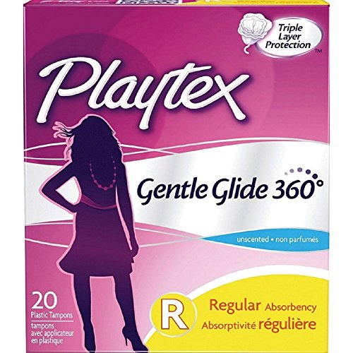 Playtex Gentle Glide 360 Tampons Plastic Applicators Regular Absorbency Unscented 20 EA