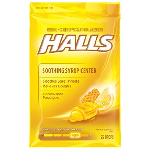 Halls Plus Cough Medicine Center Drops with Honey Lemon Bag - 25 Drops/Bag