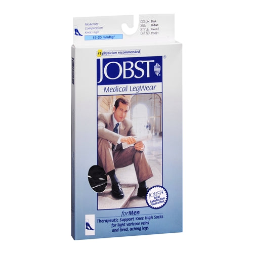 JOBST Medical LegWear For Men Knee High Socks 15-20 mmHg Black Medium 1 PR