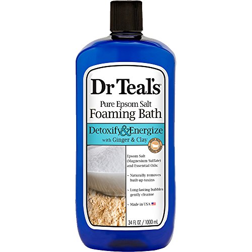 Dr Teal's Foaming Bath with Pure Epsom Salt, Detoxify & Energize with Ginger & Clay, 34 Ounces