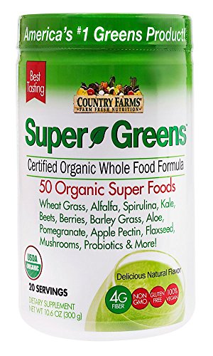 Country Farms Super Greens Natural flavor, 50 Organic Super Foods, USDA Organic Drink Mix