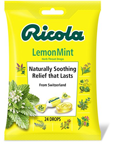 Ricola Herb Cough Suppressant Throat Drops, LemonMint, 24 Drops, Fights Coughs Naturally, Soothes Throats, Naturally Soothing Relief