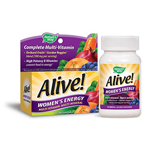 Nature's Way Alive!® Women's Energy Multivitamin Tablets, Fruit and Veggie Blend (100mg per serving), 50 Tablets