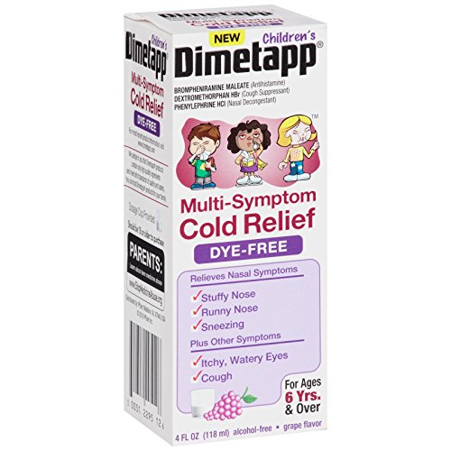 Dimetapp Children's Multi-Symptom Cold Dye-Free, Grape, 4 fl oz