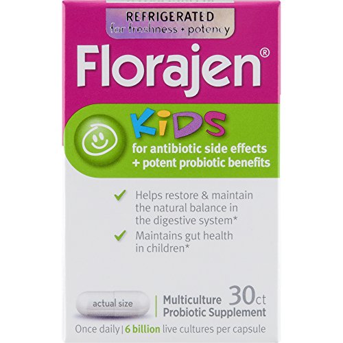 Florajen Kids Probiotics Refrigerated Dietary Supplement | for Antibiotic Side Effects | 30 Capsules | Packaging May Vary