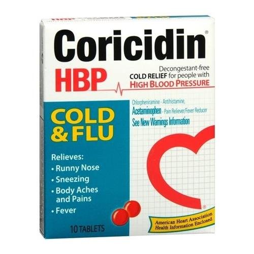 Coricidin HBP Tablets Cold and Flu 10 TB - Buy Packs and SAVE