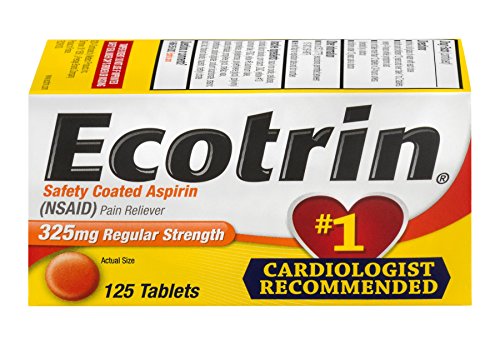 Ecotrin Regular Strength 325 Mg Aspirin for Arthritis, Safety Coated Aspirin-Pain Reliever, 125 Tablets, Packaging may vary