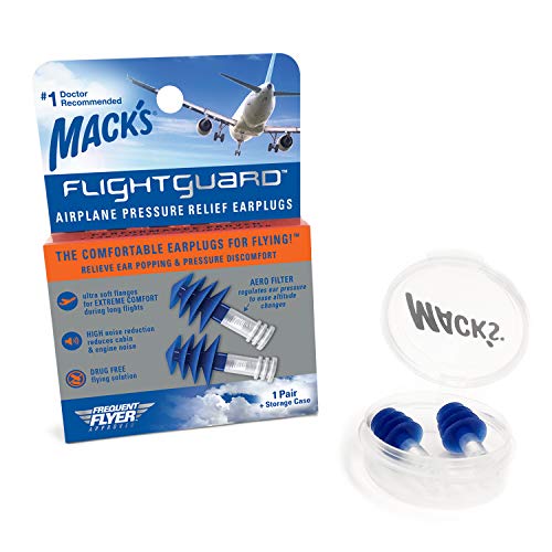 Mack’s Flightguard Airplane Pressure Relief Earplugs – 26dB NRR – Comfortable, Safe, Travel Ear Plugs