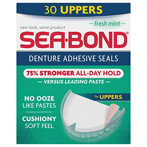 Sea Bond Denture Adhesive, Fresh Mint Uppers, 30 Count