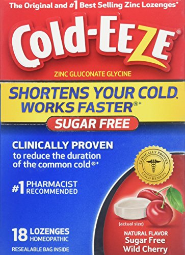 Cold-EEZE Cold Remedy Lozenges Cherry, 18 Count, Cold Remedy Sugar Free Lozenges, #1 Pharmacist Recommended Zinc Lozenge, Shortens Colds